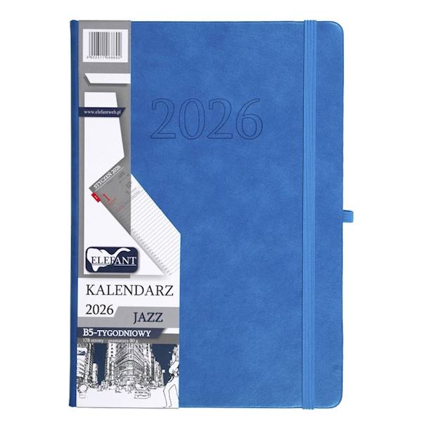 Kalendarz 2026 Elefant B5 Jazz tygod. niebieski