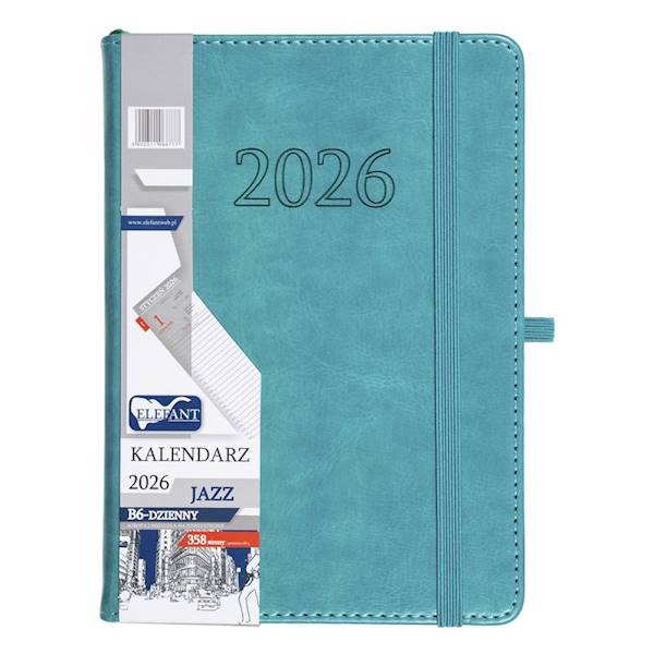 Kalendarz 2026 Elefant B6 Jazz dzienny turkusowy