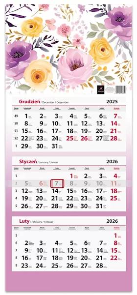 Kalendarz 2026 Artsezon Trójdzielny Kwiaty róże