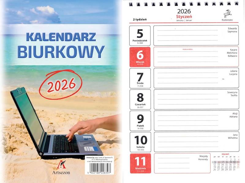 Kalendarz 2026 Artsezon biurkowy A5 stojący Laptop