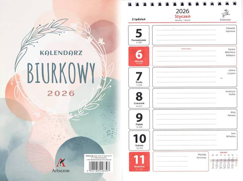Kalendarz 2026 Artsezon biurkowy A5 stojący Koła
