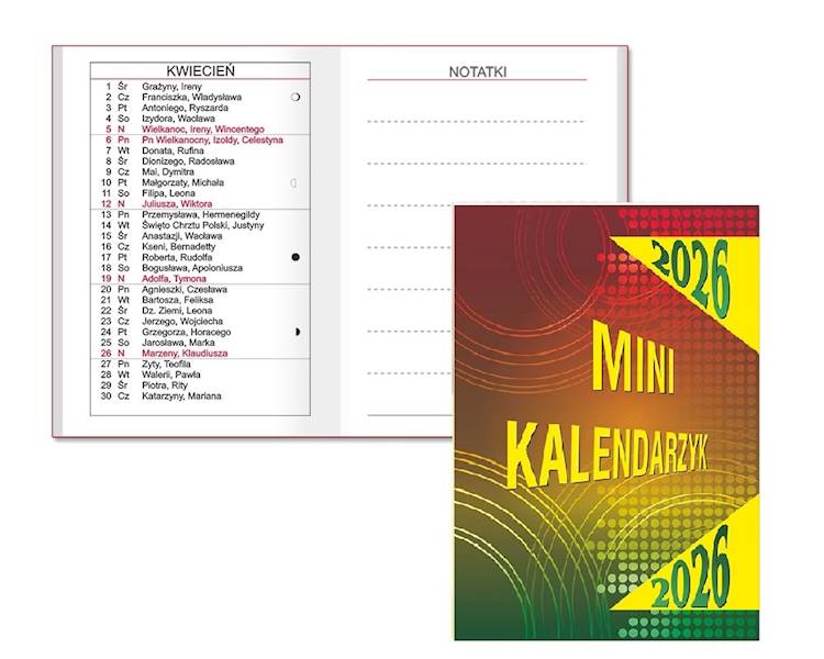 Kalendarz 2026 Sapt SK10 kieszonkowy mini kolor