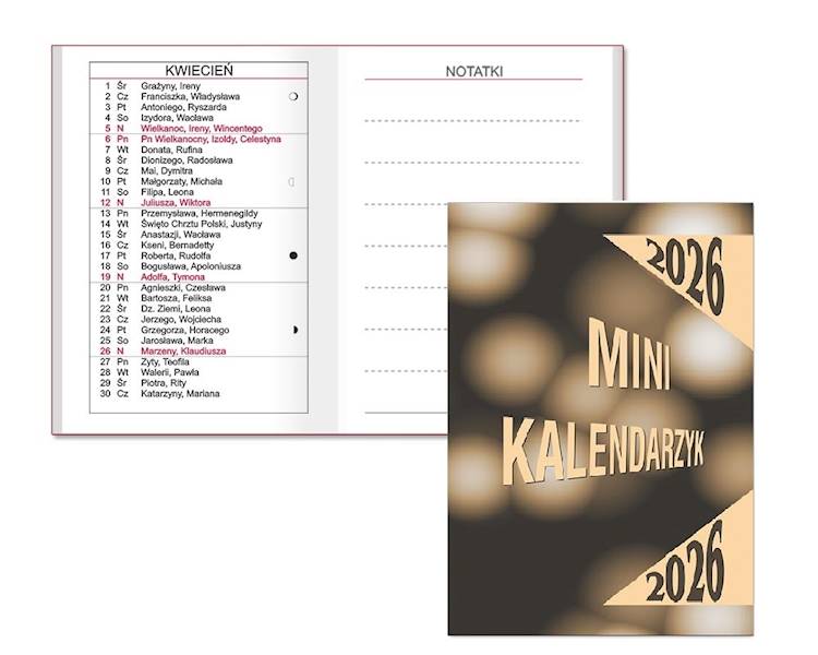 Kalendarz 2026 Sapt SK10 kieszonkowy mini beżowy