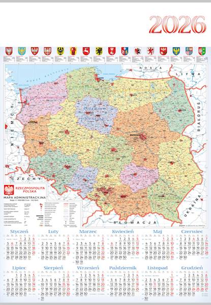 Kalendarz 2026 Lucrum Jednoplanszowy Mapa Polski