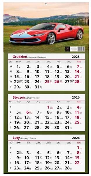 Kalendarz 2026 Artsezon Trójdzielny Samochód