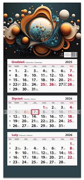 Kalendarz 2026 Artsezon Trójdzielny Abstrakcja