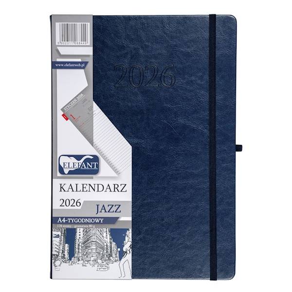 Kalendarz 2026 Elefant A4 Jazz tygodniowy granat