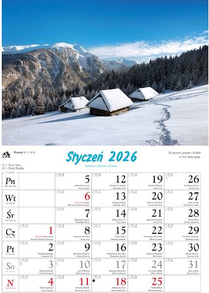 Kalendarz 2026 Lucrum rodzinny Tatry i Podhale WL4