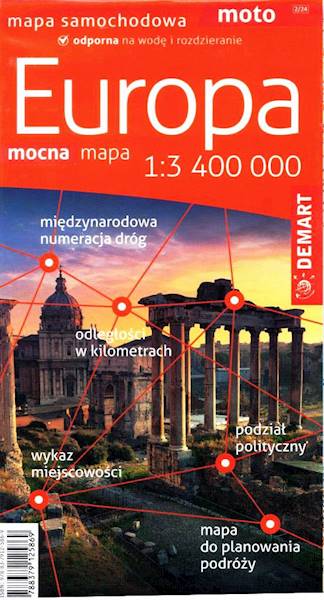 Europa mapa samochodowa 1:3400 000 2024/2025