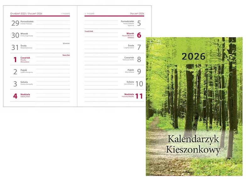 Kalendarz 2026 Artsezon Kieszonkowy A7 Las