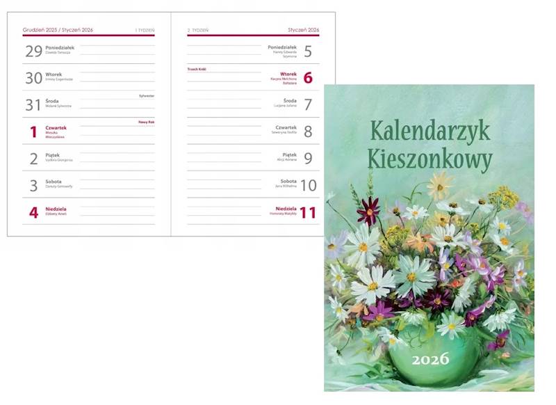 Kalendarz 2026 Artsezon Kieszonkowy A7 Kwiaty