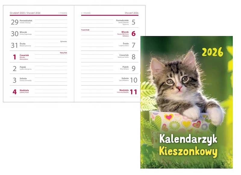 Kalendarz 2026 Artsezon Kieszonkowy A7 Kotek