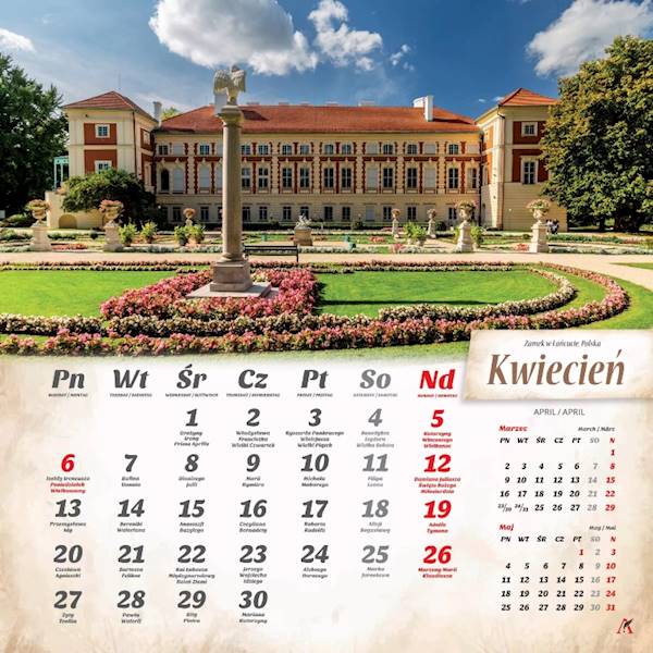 Kalendarz 2026 Artsezon 33x33 Zamki i Płace