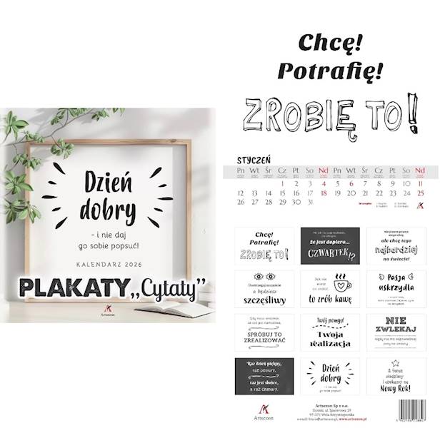 Kalendarz 2026 Artsezon 33x33 Plakaty Cytaty