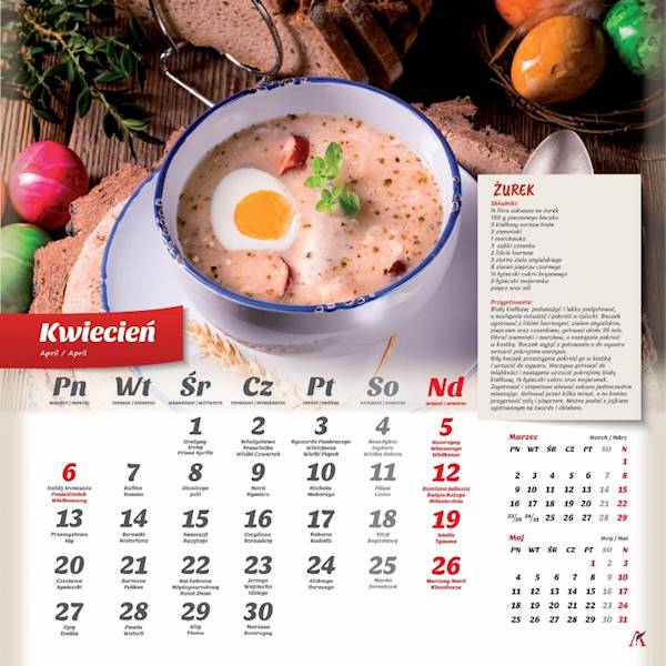 Kalendarz 2026 Artsezon 33x33 Kuchenny z przepisam
