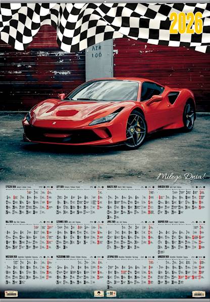 Kalendarz 2026 PK Jednoplanszowy B1 Super Car