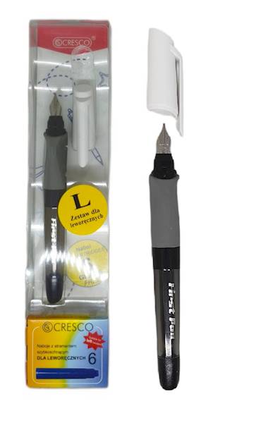Pióro wieczne First Pen + 6 naboi  L czarno-białe