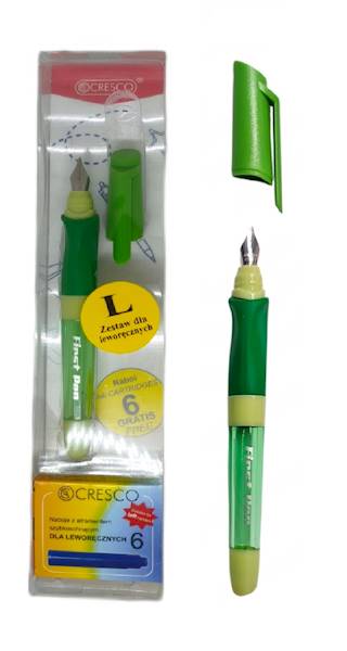 Pióro wieczne First Pen + 6 naboi  L zielone