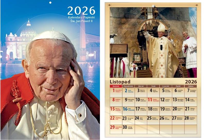 Kalendarz 2026 O-press A4 Ścienny Jan Paweł II