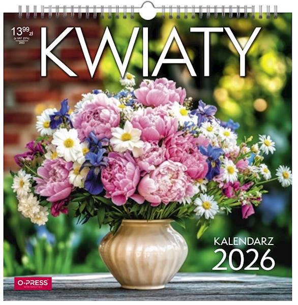 Kalendarz 2026 O-press 33x33 Ścienny Kwiaty