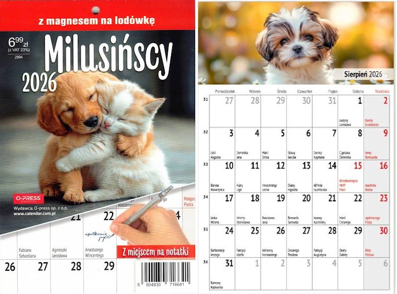 Kalendarz 2026 O-press A5 Miesięczny Milusińscy p