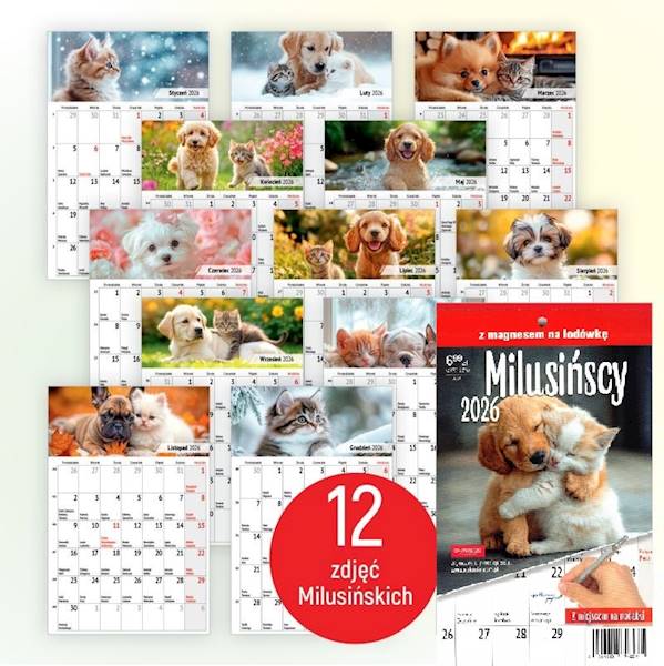 Kalendarz 2026 O-press A5 Miesięczny Milusińscy p