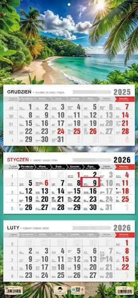 Kalendarz 2026 PK Ścienny Trójdzielny. Tropik