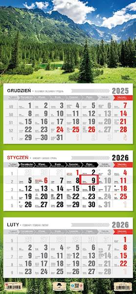 Kalendarz 2026 PK Ścienny Trójdzielny. Tatry, że