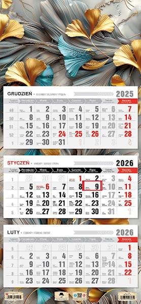 Kalendarz 2026 PK Ścienny Trójdzielny. Abstrakcja