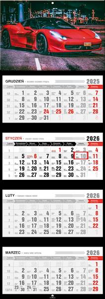 Kalendarz 2026 PK Czterodzielny Lux Car