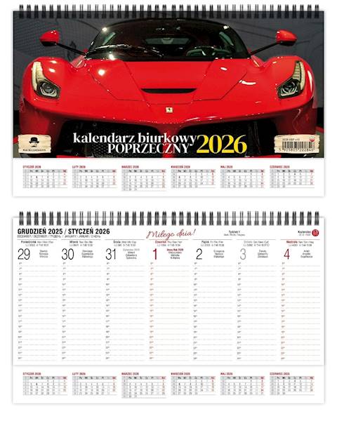 Kalendarz 2026 PK Biurkowy poziomy Samochód