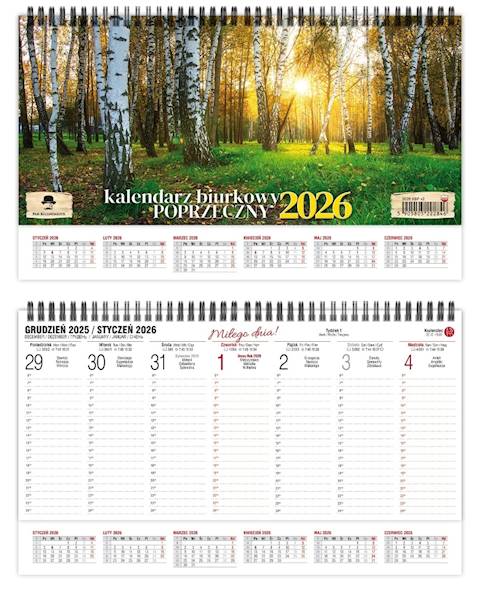 Kalendarz 2026 PK Biurkowy poziomy Las