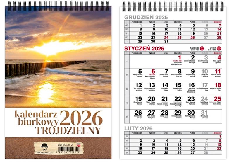 Kalendarz 2026 PK Biurkowy A5 pionowy. T Plaża