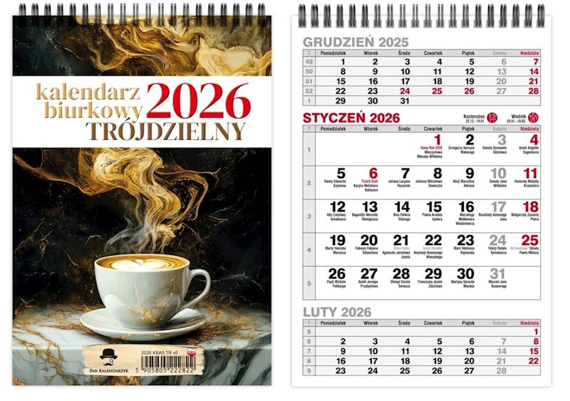 Kalendarz 2026 PK Biurkowy A5 pionowy. T Kawa