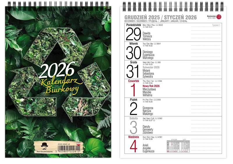 Kalendarz 2026 PK Biurkowy A5 pionowy Recykling