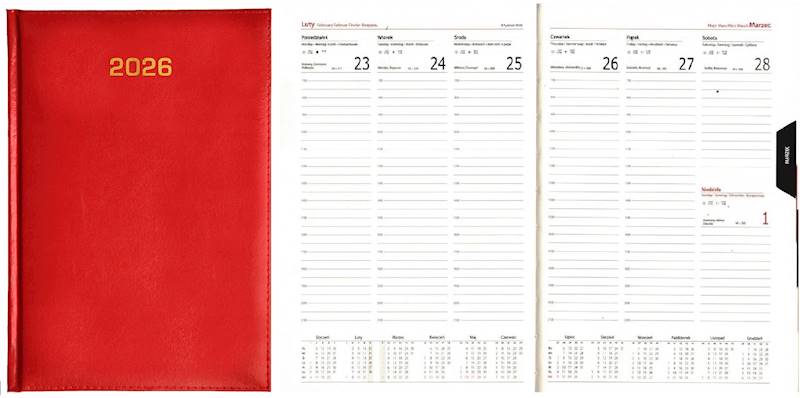 Kalendarz 2026 PK Książkowy A5 Bladek T Czerwony