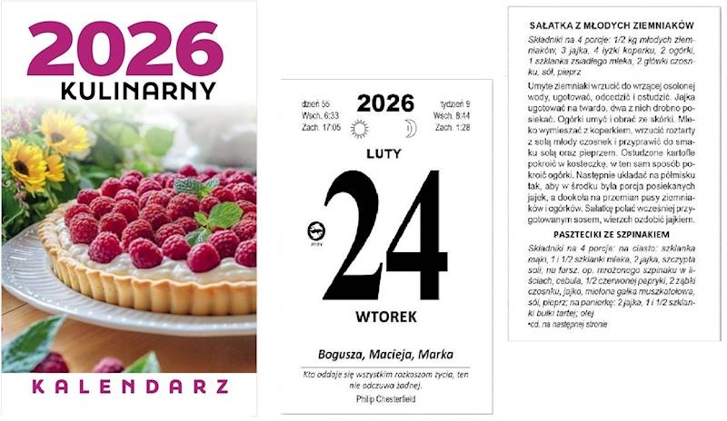 Kalendarz 2026 O-press Zdzierak B7 Kulinarny B