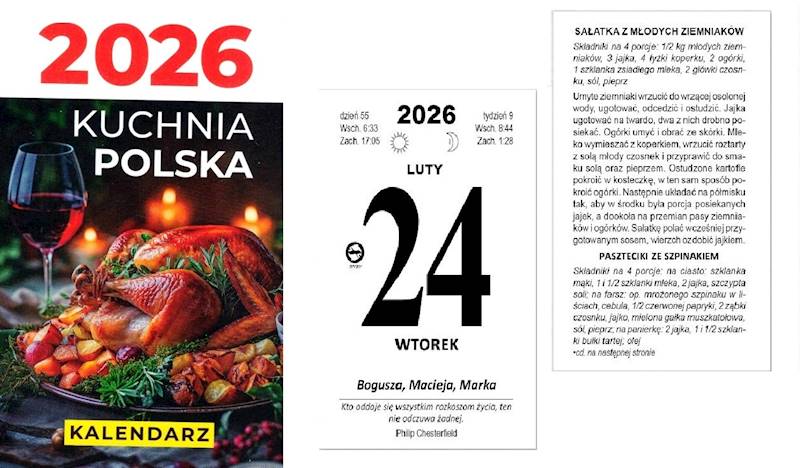Kalendarz 2026 O-press Zdzierak B7 Kuchnia PolskaB