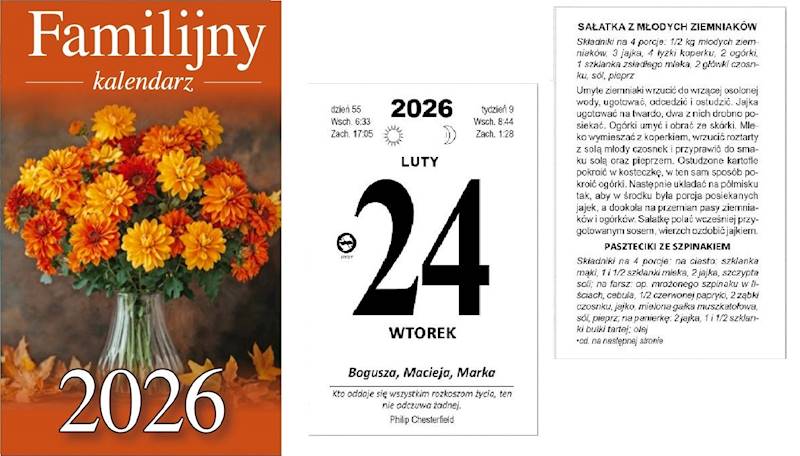 Kalendarz 2026 O-press Zdzierak B7 Familijny P