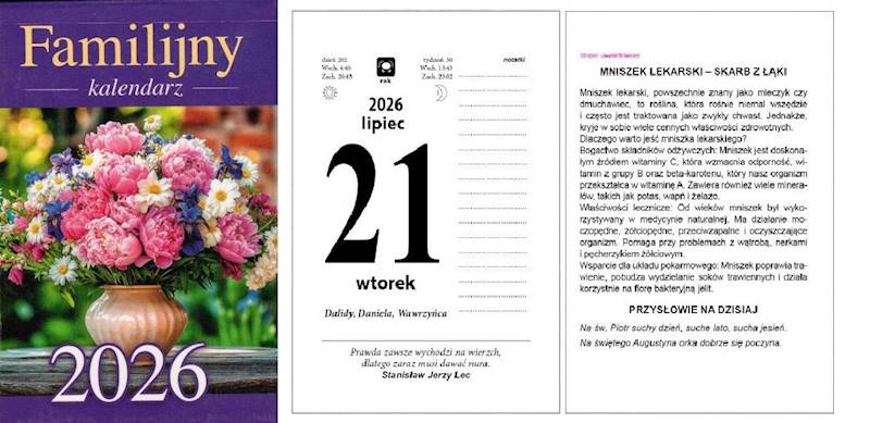 Kalendarz 2026 O-press Zdzierak A6 Familijny