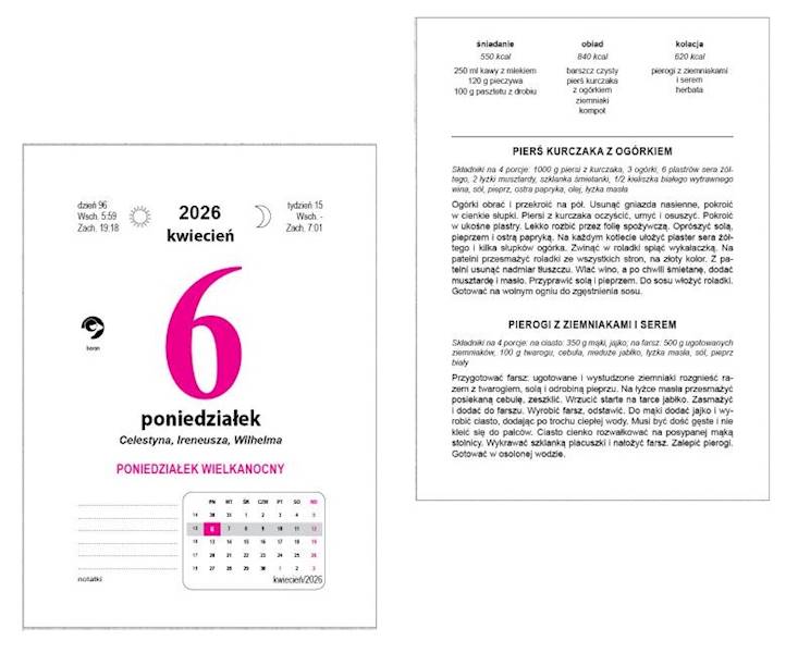 Kalendarz 2026 O-press Zdzierak A5 Kuchnia Polska 