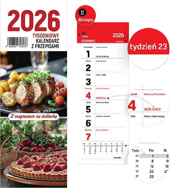 Kalendarz 2026 O-press Tyg z przepisami na lodówkę