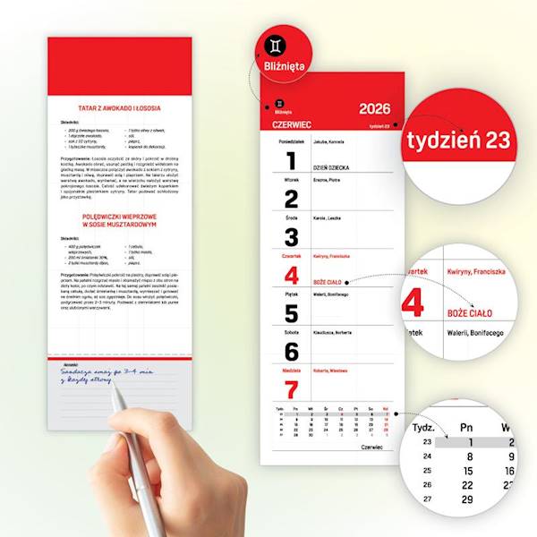 Kalendarz 2026 O-press Tyg z przepisami na lodówkę