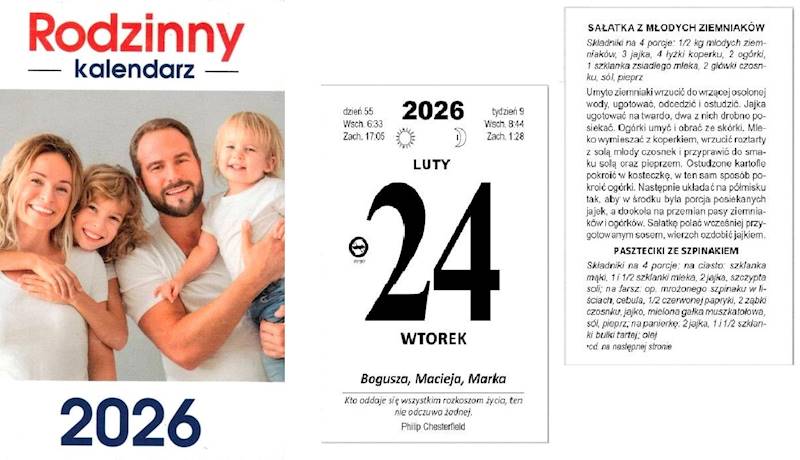 Kalendarz 2026 O-press Zdzierak B7 Rodzinny B