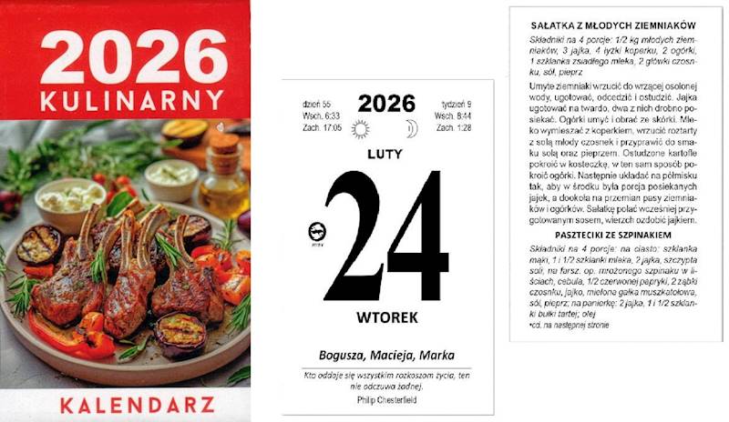 Kalendarz 2026 O-press Zdzierak B7 Kulinarny CZ