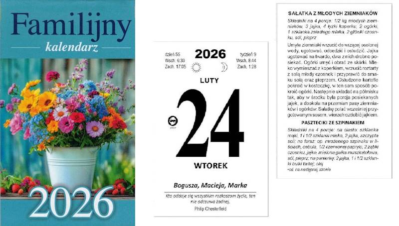 Kalendarz 2026 O-press Zdzierak B7 Familijny N