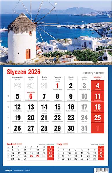 Kalendarz 2026 Avanti Jednodzielny KTJ Morze Wiatr