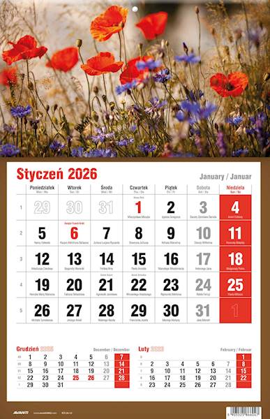Kalendarz 2026 Avanti Jednodzielny KTJ Maki