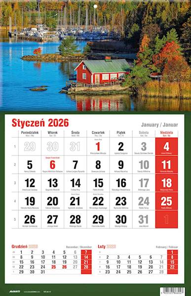 Kalendarz 2026 Avanti Jednodzielny KTJ Jezioro Dom