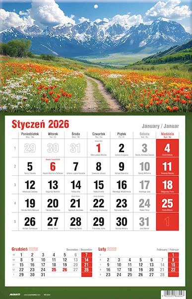 Kalendarz 2026 Avanti Jednodzielny KTJ Góry Tulipa